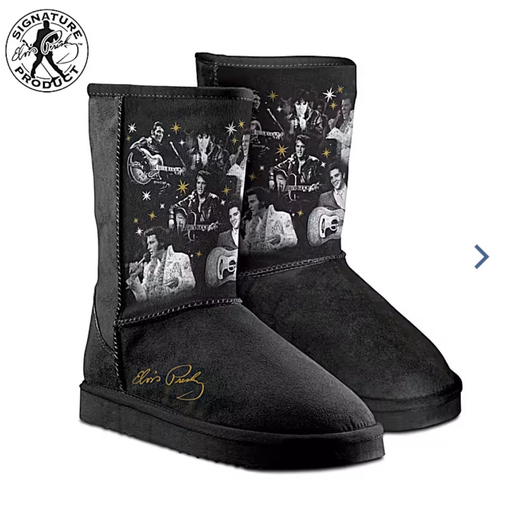 Bradford Exchange Women’s Elvis Presley Burning Love Black Boots US 8 NWOT - Picture 12 of 14